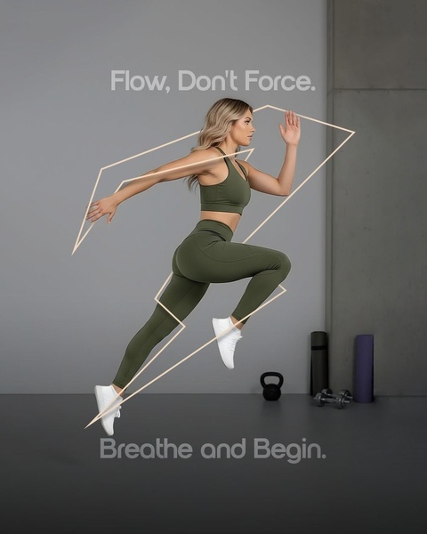 activewear set, workout set, sports bra leggings set, gym outfit, athletic wear, fitness clothing, workout leggings, brand awareness, new arrival, lifestyle, editorial, energetic, bold, green, neutral